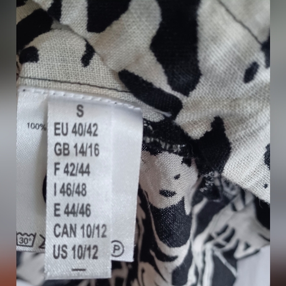 NOEN 100% Linen Abstract Scribble Print Tunic Dress Size Large - Picture 11 of 12